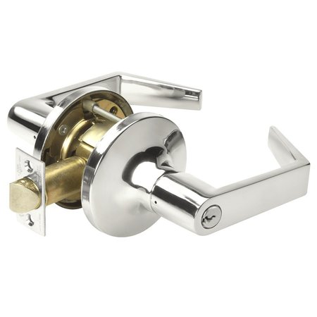 YALE Grade 1 Storeroom/Closet Cylindrical Lock, Augusta Lever, Conventional Cylinder, Bright Chrome Finis AU5405LN 625